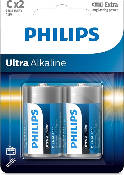 Изображение товара Комплект батареек Philips Ultra Alkaline C LR14 (2шт)