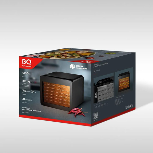 Изображение товара Сушильный шкаф для овощей и фруктов BQ FD1006 (черный)
