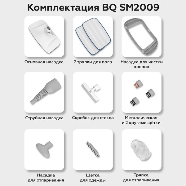 Изображение товара Пароочиститель BQ SM2009 (белый/серый)
