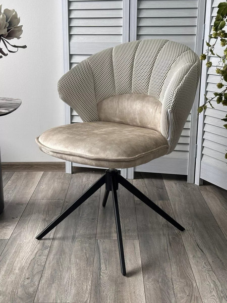 Изображение товара Стул M-City Astra (белый Sonic 23 ткань/7525-01 велюр/ черный каркас)