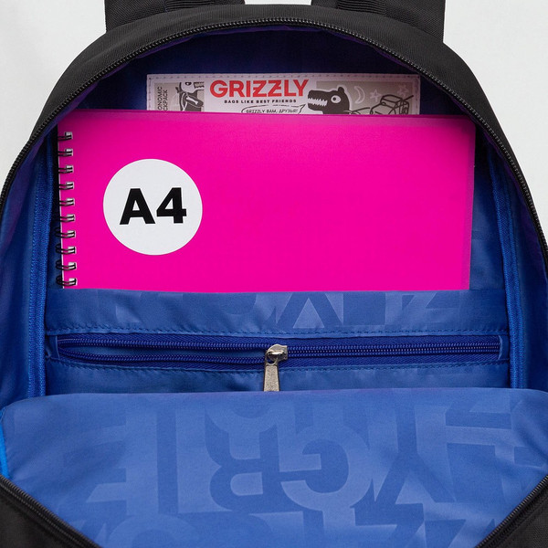 Изображение товара Школьный рюкзак Grizzly RB-555-4 (черный/синий)