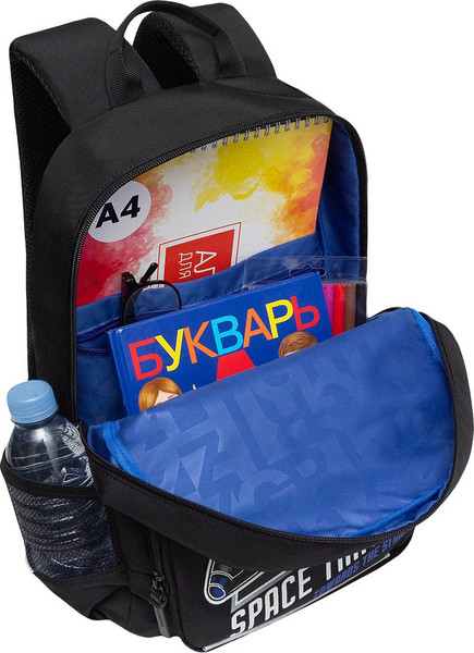 Изображение товара Школьный рюкзак Grizzly RB-555-4 (черный/синий)