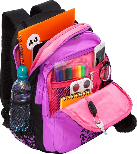 Изображение товара Школьный рюкзак Grizzly RG-561-3 (черный/лиловый)