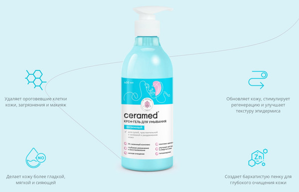 Изображение товара Гель для умывания Ceramed Энзимный для сухой, чувствительной и склонной к раздражению кожи (400мл)