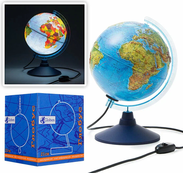 Изображение товара Глобус Globen Физико-политический рельеф с подсветкой / Ке022100185