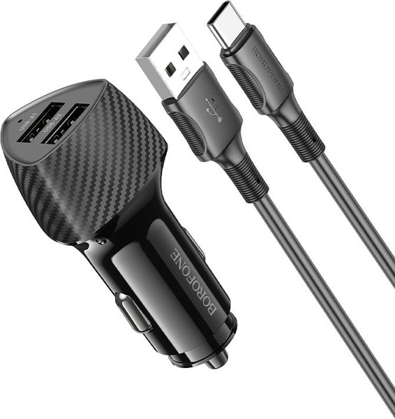 Изображение товара Зарядное устройство автомобильное Borofone BZ31A + кабель Type-C (черный)