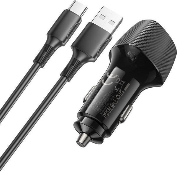 Изображение товара Зарядное устройство автомобильное Borofone BZ31A + кабель Type-C (черный)