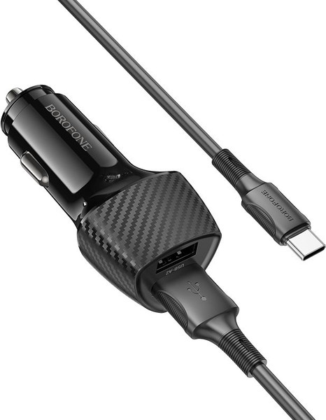 Изображение товара Зарядное устройство автомобильное Borofone BZ31A + кабель Type-C (черный)