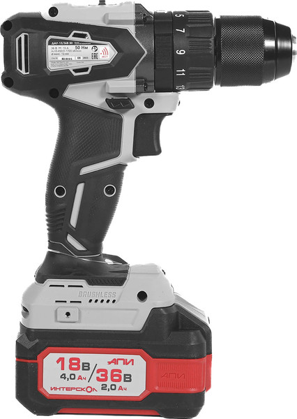 Изображение товара Аккумуляторная дрель-шуруповерт Интерскол DAU-13/36V 50 (850.2.2.70)