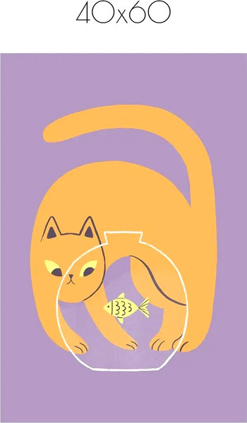 Изображение товара Постер Citydecor Кот и рыба 2 (40x60)