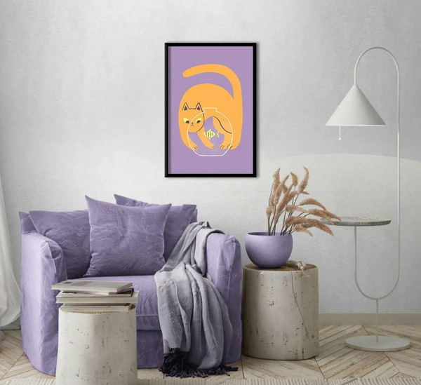 Изображение товара Постер Citydecor Кот и рыба 2 (40x60)