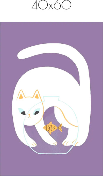 Изображение товара Постер Citydecor Кот и рыба 3 (40x60)