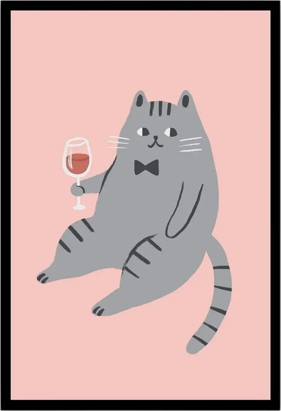 Изображение товара Постер Citydecor Кот с вином 1 (40x60)