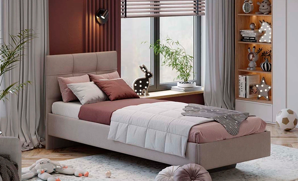 Изображение товара Односпальная кровать ТриЯ Элис тип 1 с мягкой обивкой 80x200 (велюр ultra cashmere)