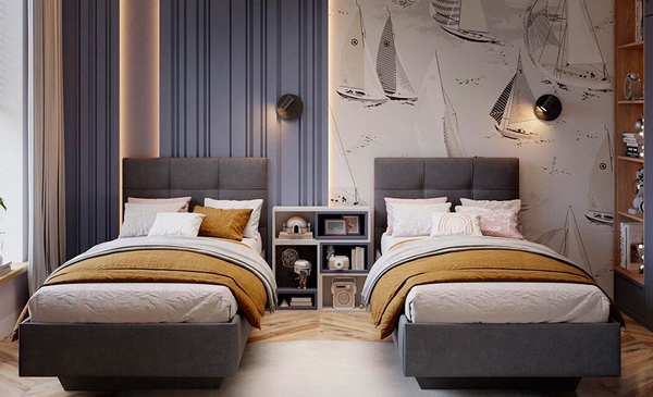 Изображение товара Односпальная кровать ТриЯ Элис тип 1 с мягкой обивкой 80x200 (велюр ultra grafit)