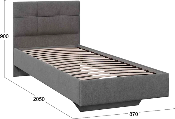 Изображение товара Односпальная кровать ТриЯ Элис тип 1 с мягкой обивкой 80x200 (велюр ultra grafit)