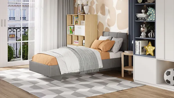 Изображение товара Односпальная кровать ТриЯ Элис тип 1 с мягкой обивкой 80x200 (велюр ultra grafit)