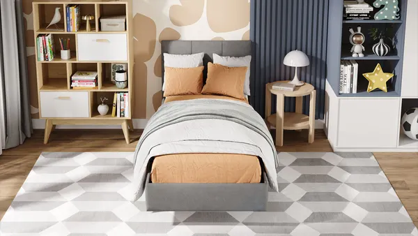 Изображение товара Односпальная кровать ТриЯ Элис тип 1 с мягкой обивкой 80x200 (велюр ultra grafit)