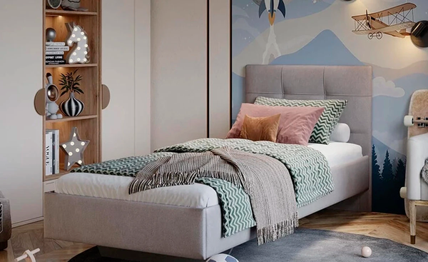 Изображение товара Односпальная кровать ТриЯ Элис тип 1 с мягкой обивкой 80x200 (велюр ultra smoke)