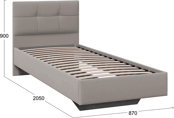 Изображение товара Односпальная кровать ТриЯ Элис тип 1 с мягкой обивкой 80x200 (велюр ultra smoke)