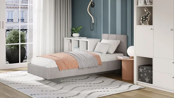 Изображение товара Односпальная кровать ТриЯ Элис тип 1 с мягкой обивкой 80x200 (велюр ultra smoke)