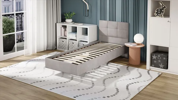 Изображение товара Односпальная кровать ТриЯ Элис тип 1 с мягкой обивкой 80x200 (велюр ultra smoke)