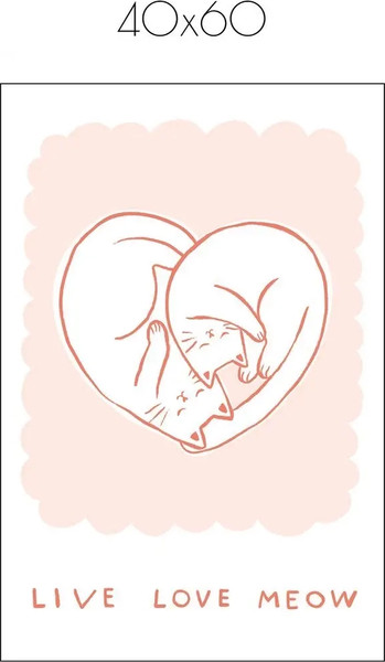 Изображение товара Постер Citydecor Live, Love, Meow 1 (40x60)