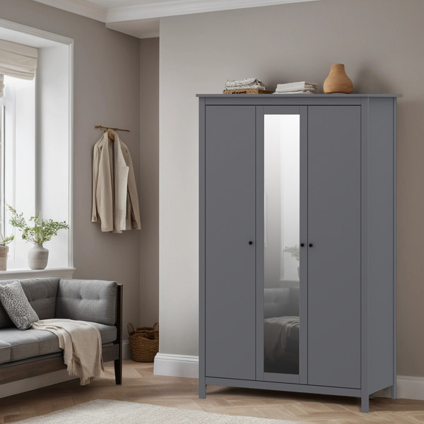 Изображение товара Шкаф Mio Tesoro Сага 3 двери с зеркалом 2.08.01.040.4 (серый)