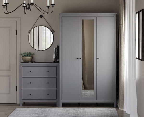 Изображение товара Шкаф Mio Tesoro Сага 3 двери с зеркалом 2.08.01.040.4 (серый)