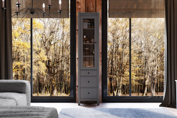 Изображение товара Шкаф-пенал с витриной Mio Tesoro Сага 50 2.08.07.120.4 (серый)