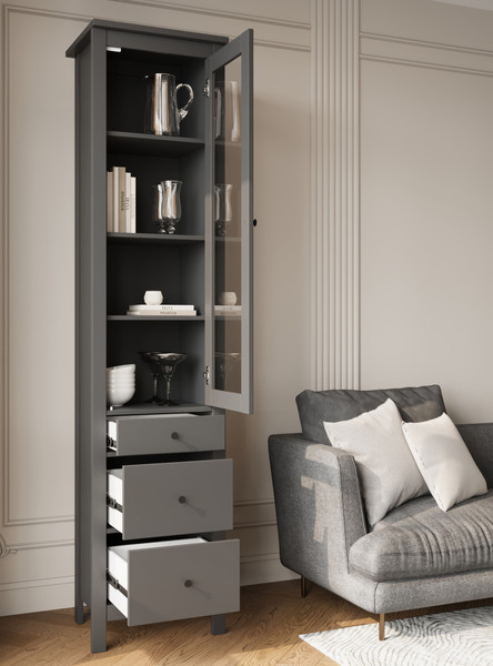 Изображение товара Шкаф-пенал с витриной Mio Tesoro Сага 50 2.08.07.120.4 (серый)