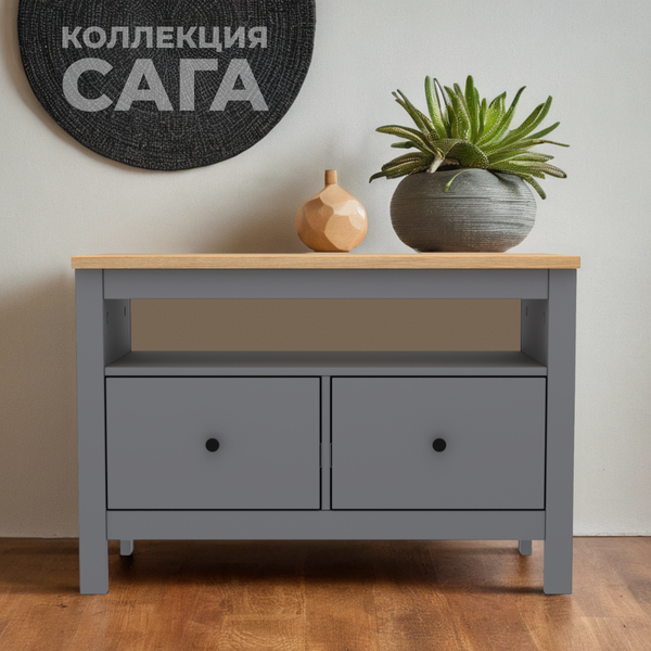 Изображение товара Тумба Mio Tesoro Сага 2 ящика 2.08.03.080.15 (серый/ясень)