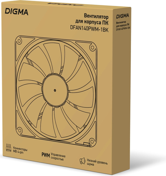 Изображение товара Вентилятор для корпуса Digma DFAN140PWM-1BK (черный)
