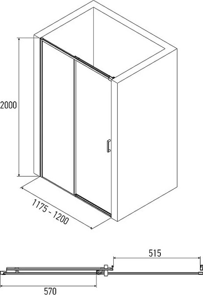 Изображение товара Душевой уголок Alex Baitler 120x80 AB61C120 + стенка SG61C80