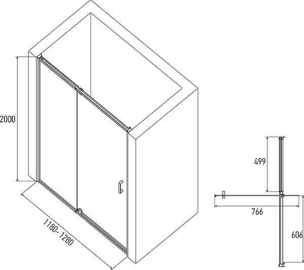 Изображение товара Душевой уголок Alex Baitler 120x90 AB71C120 + стенка SG71C90