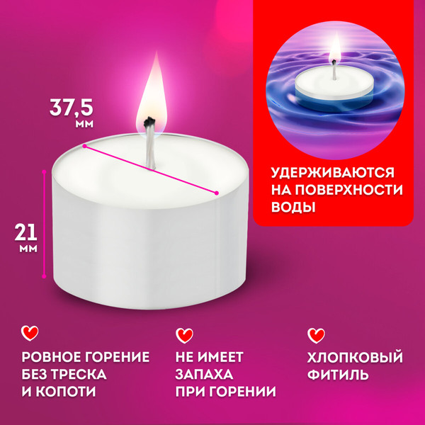 Изображение товара Набор свечей Laima Чайные / 609201 (10шт)