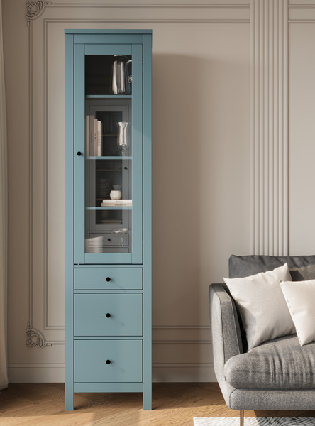 Изображение товара Шкаф-пенал с витриной Mio Tesoro Сага 50 2.08.07.120.6 (темно-бирюзовый)