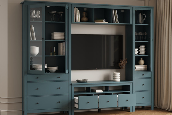 Изображение товара Шкаф-пенал с витриной Mio Tesoro Сага 50 2.08.07.120.6 (темно-бирюзовый)