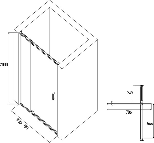 Изображение товара Душевой уголок Alex Baitler 80x200 SG74B80 + стенка AB74B90