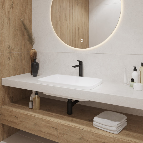 Изображение товара Умывальник Lauter 21370 + клапан 21190W + сифон 21635W (белый матовый)