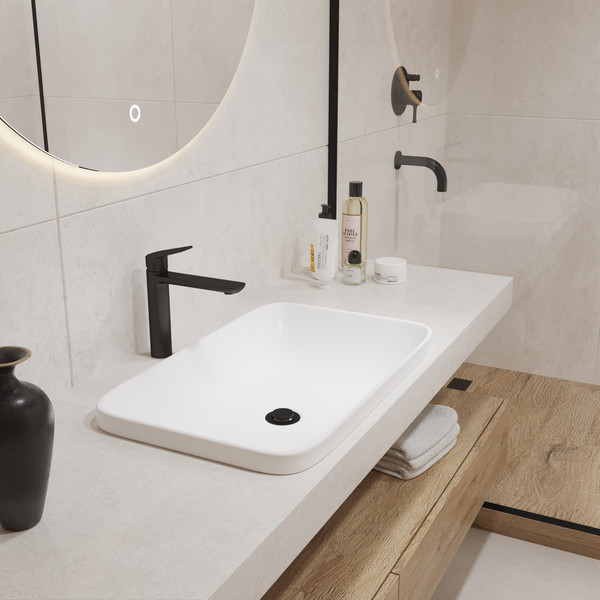 Изображение товара Умывальник Lauter 21370 + клапан 21190W + сифон 21635W (белый матовый)