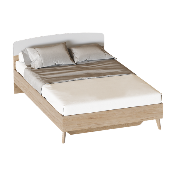 Изображение товара Полуторная кровать Мебельград Калгари 1200 (дуб светлый натуральный/белый матовый)