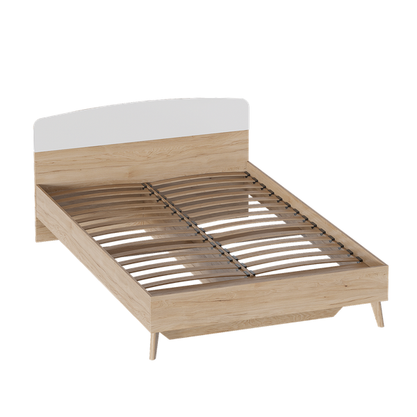 Изображение товара Полуторная кровать Мебельград Калгари 1200 (дуб светлый натуральный/белый матовый)