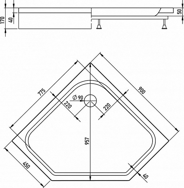Изображение товара Душевой уголок Alex Baitler AB 215-90 + поддон AB9017V-1