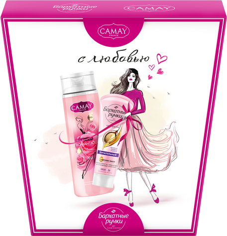 Изображение товара Набор косметики для тела Camay Красота и уход 2024 гель для душа + крем для рук (250мл+80мл)