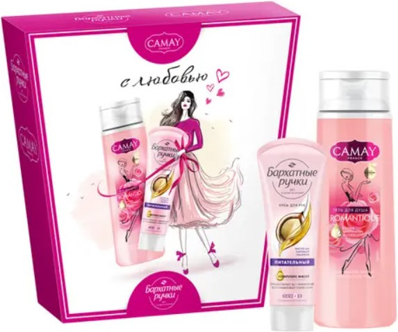 Изображение товара Набор косметики для тела Camay Красота и уход 2024 гель для душа + крем для рук (250мл+80мл)