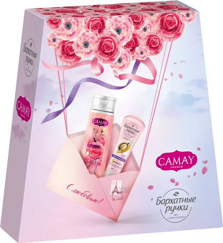 Изображение товара Набор косметики для тела Camay Красота и уход 2024 гель для душа + крем для рук (250мл+80мл)