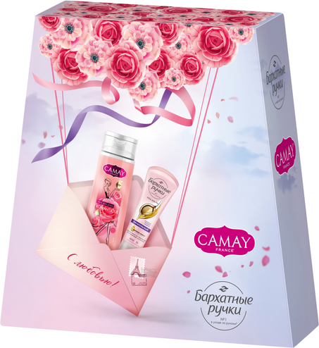 Изображение товара Набор косметики для тела Camay Красота и уход 2024 гель для душа + крем для рук (250мл+80мл)