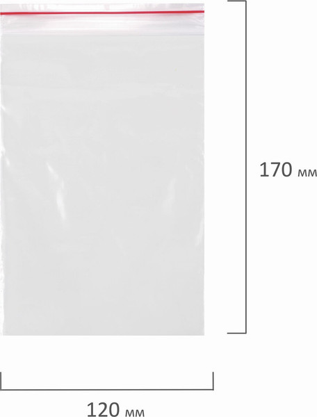 Изображение товара Комплект пакетов-слайдеров Brauberg Zip Lock / 606212 (100шт)
