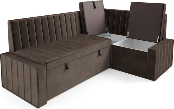 Изображение товара Уголок кухонный мягкий Mebel-Ars Вермут M11-24-3 / 191x83x121 (бархат шоколадный Star Velvet 60 Coffee )